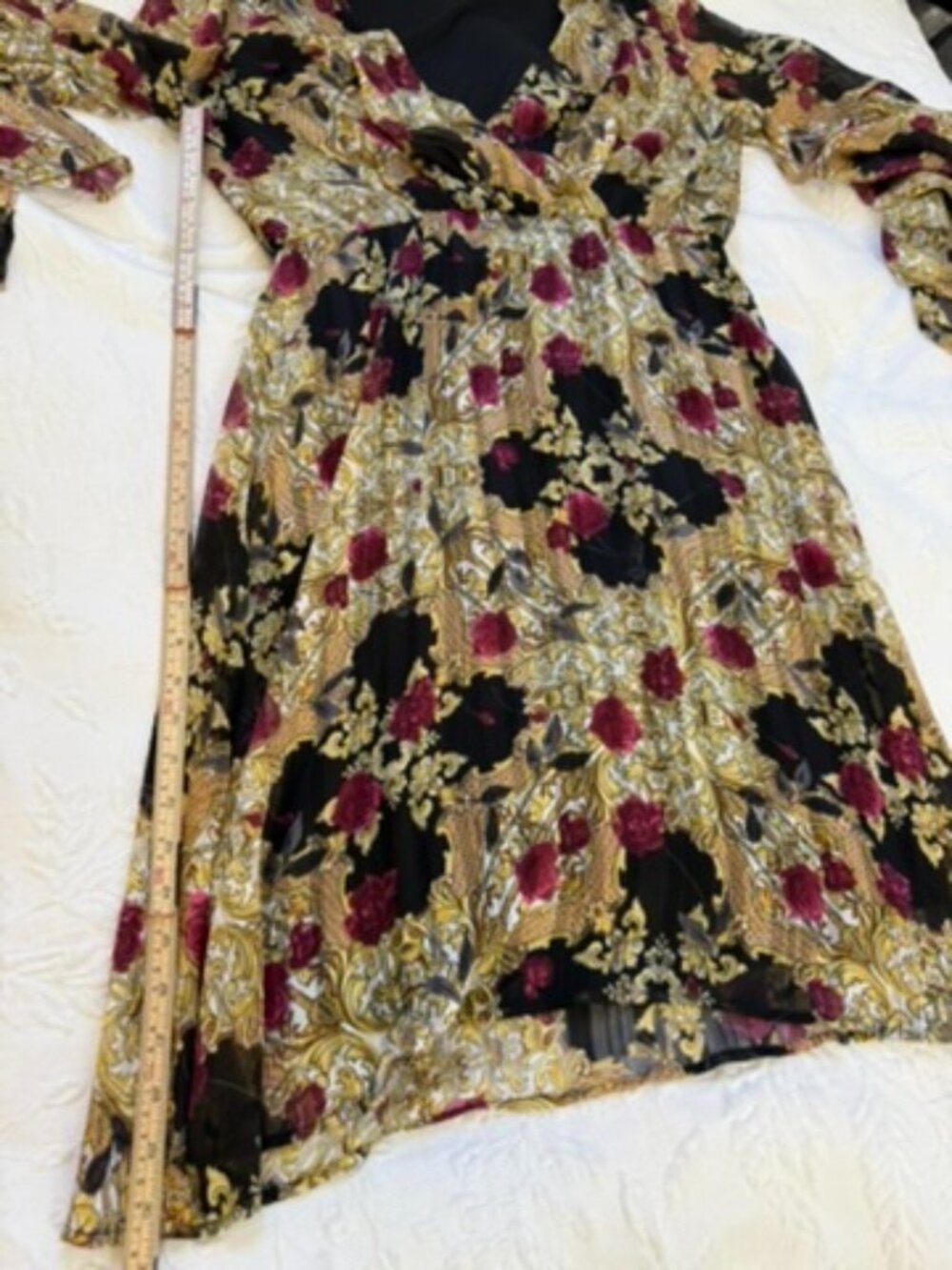 Melanie Lyne Baroque Rose Scarf Print Faux Wrap Dress Women's 8 - Picture 4 of 10